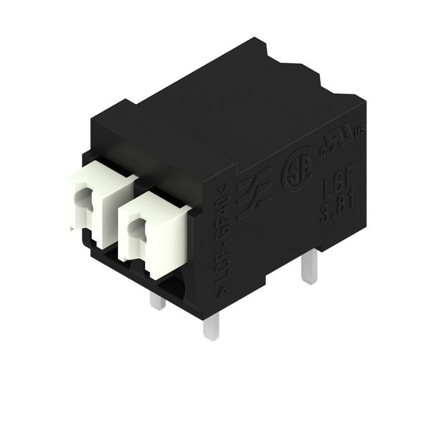 Printed circuit board terminals, 3.81 mm, Number of poles: 2, 90°, Solder pin length (l): 3.5 mm, black, PUSH IN with actuator, Clamping range, max. : 1.5 mm², Tube image 1