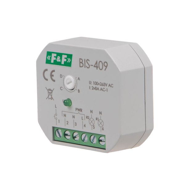 Bistable relay, 4 functions, flush-mounted, two control circuits image 1