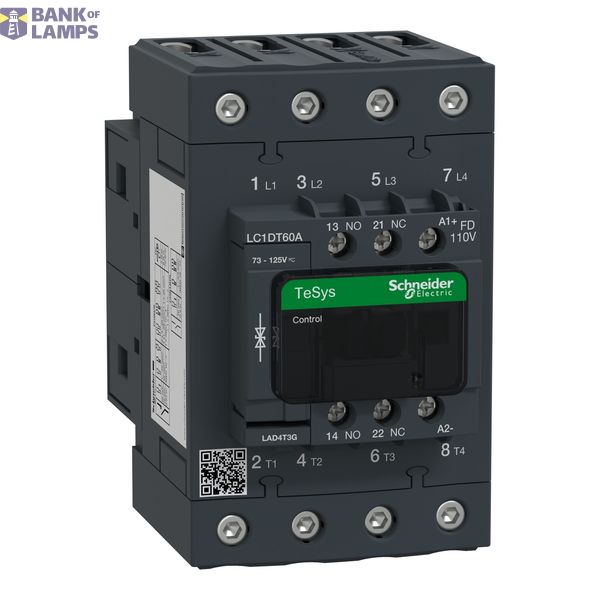 4P Everlink contactor AC1 415V 60A coil 110V DC (LC1DT60AFD) image 1