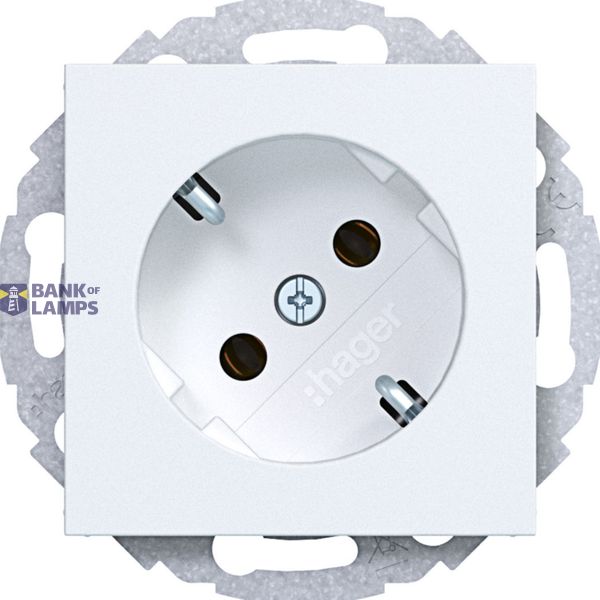 SCHUKO wall socket 45°, plug-in, A.x/C.x, matte light white image 1