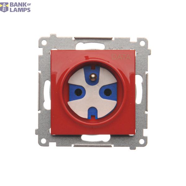 DATA single socket outlet with socket access element, (module), 16A, 250V, Screw, red image 1