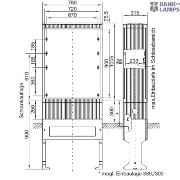 Polyester distribution box, size 1/1005 with rail system, 1005x780x315mm image 2
