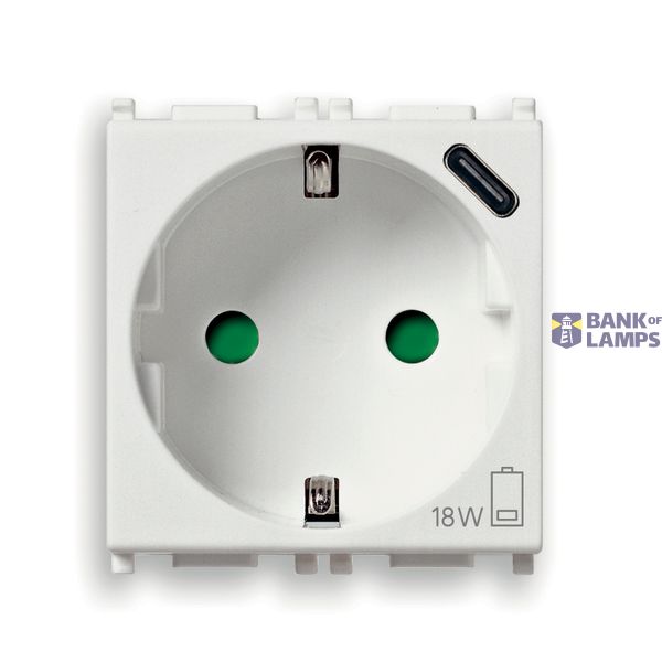 2P+E 16A DE SICURY outlet +USBC 15 white image 1