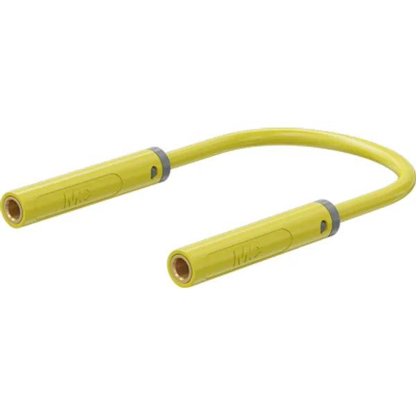 Coupling line with (4 mm socket, straight) to (4 mm socket, straight), 1 m, yellow, PVC, 1.0 mm², 64.1072-10024 image 1