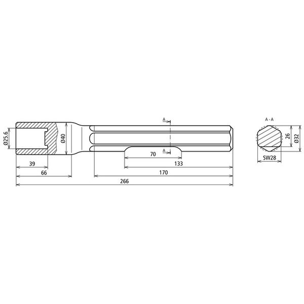 Hammer insert for tubular earth electrodes D25mm L266mm for Bosch/Hilt image 2