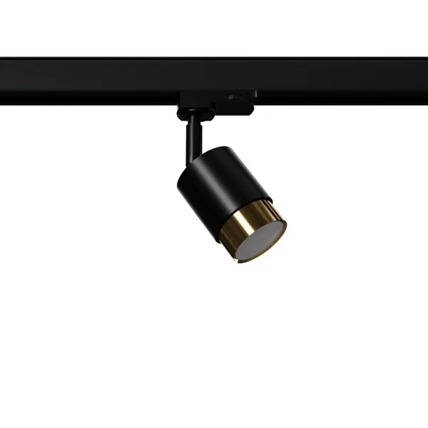 TRACK LAMP 3 PHASE MOVABLE NERO BLACK/GOLD GU10 3000K 7W 510LM image 1