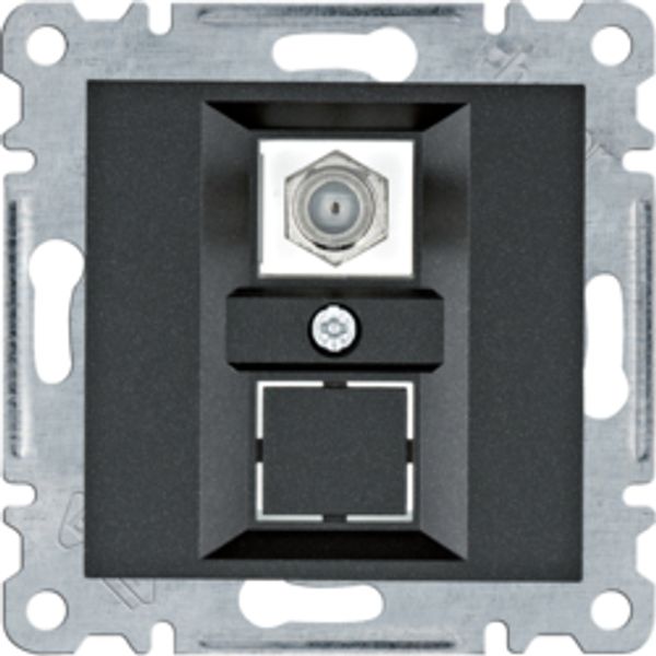 Single Type F socket - black image 1