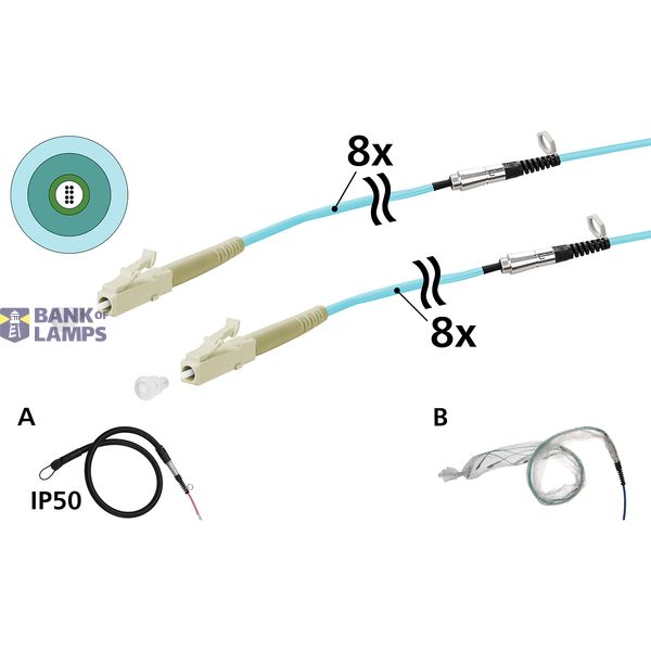 OpDAT VIK Universal cable 8xOM3, LC-LC, 100 m, one-sided pulling aid I image 1