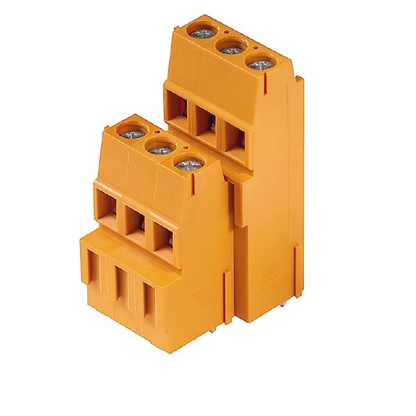 Printed circuit board terminals, 5.08 mm, Number of poles: 24, 90°, Solder pin length (l): 3.5 mm, tinned, orange, Clamping yoke connection, Clamping range, max. : 2.5 mm², Box image 1
