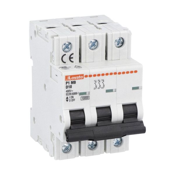 Miniature circuit breaker, 3P - 10kA. 3 modules, characteristic D, 20A image 1