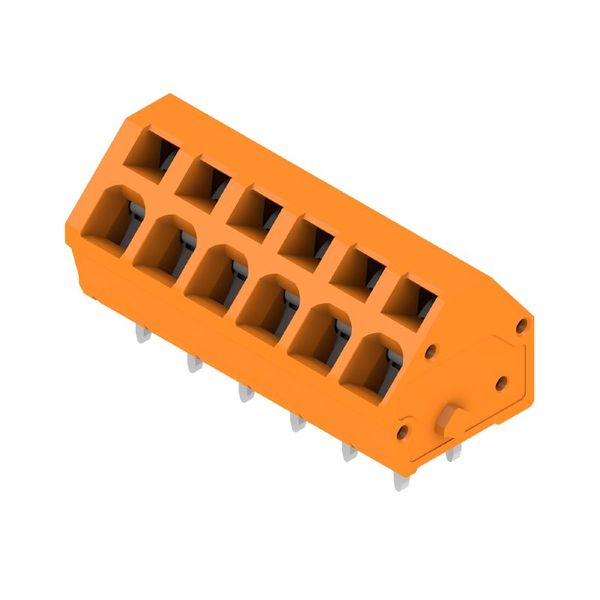 Printed circuit board terminals, 5.00 mm, Number of poles: 6, 135°, Solder pin length (l): 3.5 mm, tinned, orange, Tension-clamp connection, Clamping range, max. : 2.5 mm², Box image 1