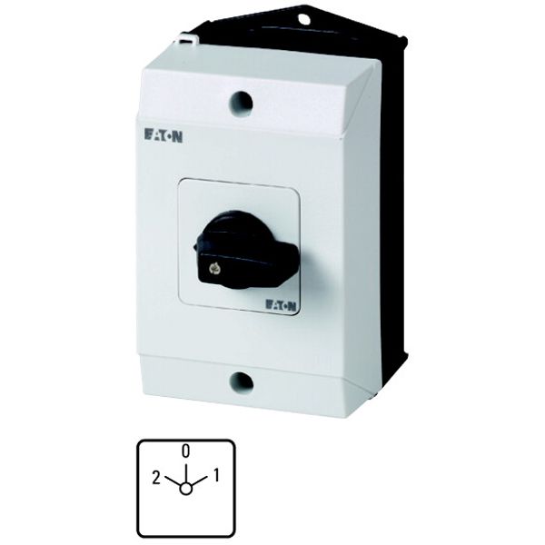 T0-2-15422/I1 Changeoverswitches, T0, 20 A, surface mounting, 2 contact unit(s), Contacts: 4, 45 °, maintained, With 0 (Off) position, 2-0-1, Design number 15422 image 1