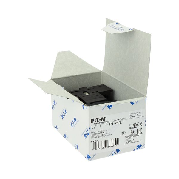 P1-25/E On-Off switch, P1, 25 A, flush mounting, 3 pole, with black thumb grip and front plate image 24