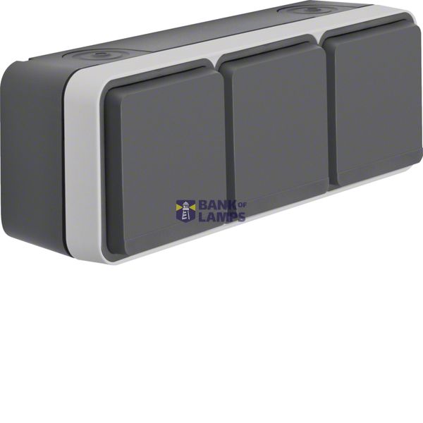 SCHUKO 3-way horizontal socket. W.1 grey image 1