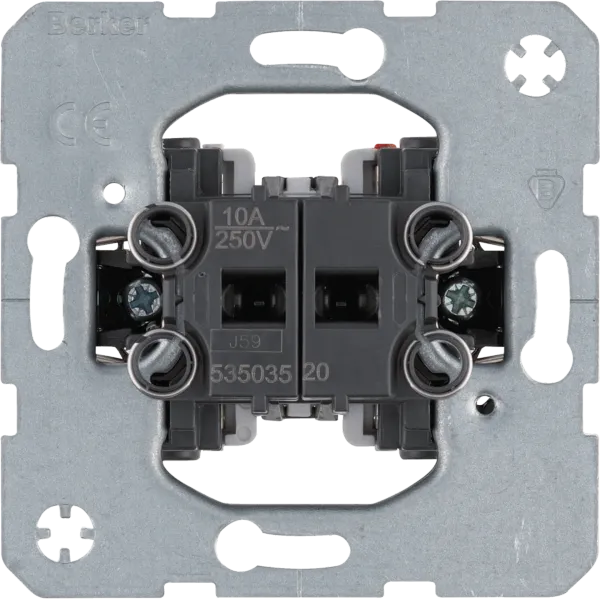 Push button, rocker blind, 1/0 + 1/0, 10 A, 250 V~, 1p., mechanical and electrical blocking, screwless. terminals, device module image 1
