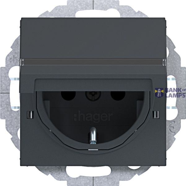 SCHUKO wall socket, enlarged, text-to-wall, variable 45°, A.x/C.x anthracite image 1