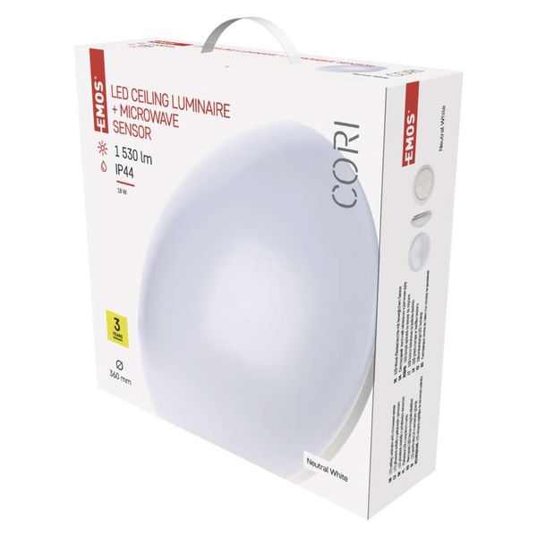 LED Ceiling lamp Cori, round 18W neutral white + mot. sensor image 1