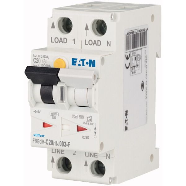 Digital RCD/MCB combination, 20 A, 30 mA, MCB trip characteristic: C, 1p+N, RCD trip characteristic: F image 2