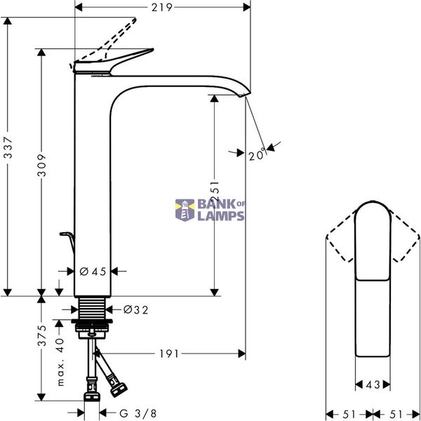 Vivenis 250 basin mixer, raised, with pop-up, chrome image 2