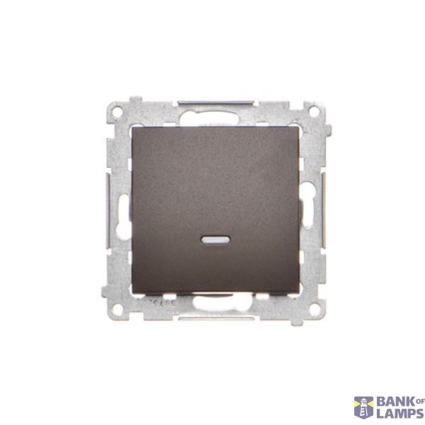 Two-way switch with LED illumination without pictogram, (module), 16AX, Screw, Bronze matt, metalic image 1