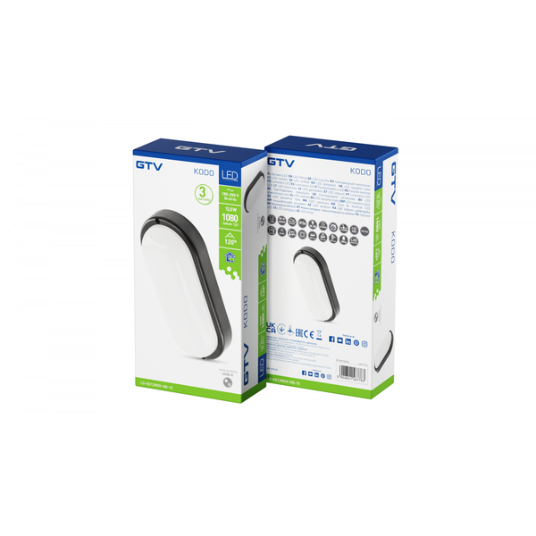 LED luminaire KODO-OK, 12 W, 1080 lm, AC175-260V, PF>0.5, Ra≥80, IP54, IK08, 4000K, oval, black image 2