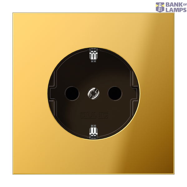 SCHUKO socket, 16 A 250 V ~, integrated increased contact protection, SAFETY+, metal gold-colored PVD-coated, LS series, gold-colored image 1