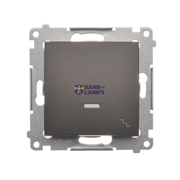 Two-way switch with LED illumination, (module), 16AX, Screw, Bronze matt, metalic image 1