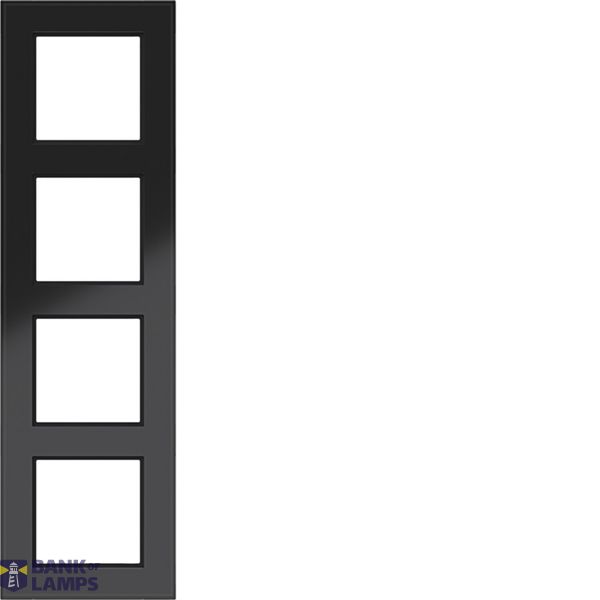 Cover frame 4-way, A.8, glossy black glass image 1