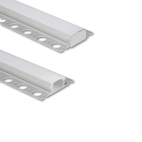 Aluminum profile for plasterboard AX, 62x14mm, Whitey diffus., 1m image 1