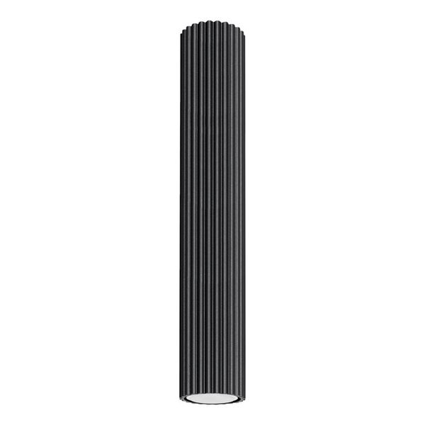 CYLINDRICAL CEILING LAMP BLACK 40 CM CARBON VERTICAL PATTERN GU10 image 1