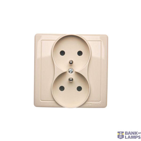 Double socket outlet with earthing, beige, 16A image 1