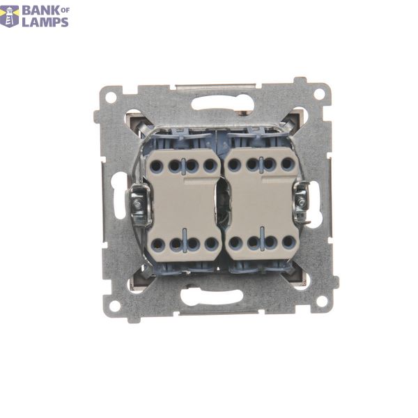 Double socket outlet with Schuko earthing and shutters, Complete product, 16A, Screw, champagne matt image 1