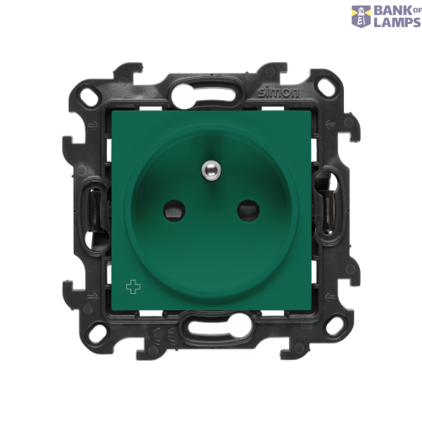 Socket outlet with earthing and shutters, Push In system, (module), Simon 24, IP20, 16A, antibacterial green image 1