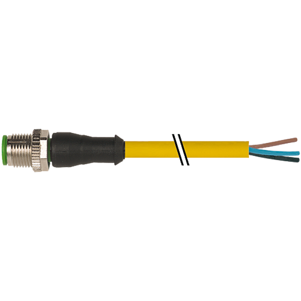 M12 male 0° A-cod. with cable PUR 5x0.34 ye UL/CSA+drag ch. 2m image 1