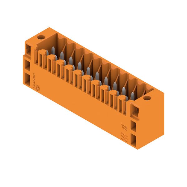 PCB plug-in connector, male header, Flange, THT solder connection, 3.50 mm, Number of poles: 22, 180°, Solder pin length (l): 3.5 mm, tinned, orange, Box image 2