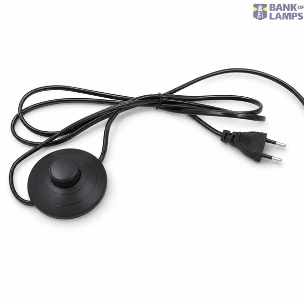 Flat cable 3m, 2* 0,75 mm² with foot switch and EU plug, black image 1