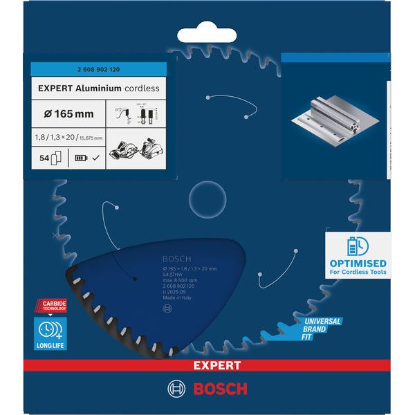 Expert for Aluminium Circular Saw Blade for Cordless Saws 165x1.8/1.3x20 T54 image 3