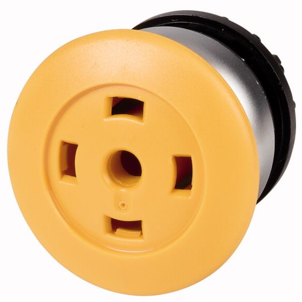 M22-DRP-Y-X Mushroom actuator, RMQ-Titan, Mushroom, maintained, Mushroom yellow, Without button plate, Bezel: titanium image 1