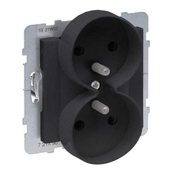 2X2P+E SOCKET FRENCH STANDARD AUTO TERMINALS SHUTTERED (SPECIFIC POLISH) BLACK image 1