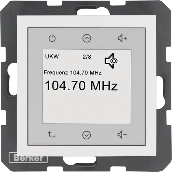 Radio Touch, 230 V AC, 50/60 Hz, Stereo FM radio with RDS, Berker S.1/B.x, white, gloss image 1
