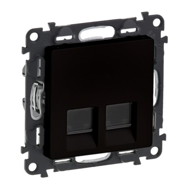 Double RJ45 socket category 6A STP with claws mat black Valena Life image 1