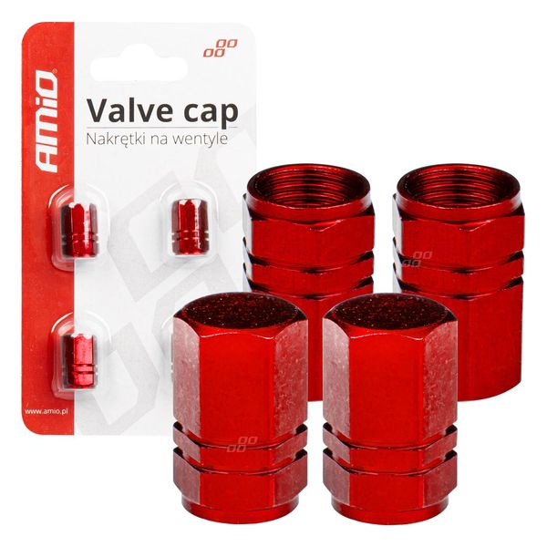 Aluminium valve cap red 4 pcs image 1