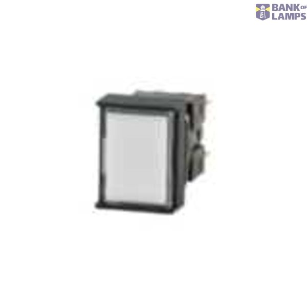 Pushbutton complete, dia. 16 mm, lighted LED 5 VDC, rectangular, white, momentary operation, IP65, DPDT contact block, solder terminal A16 7294G image 1