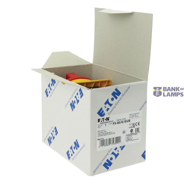 P3 Main switch, 80 A,Flush mounting, 3 pole, Form E, Red, Door couplin image 13