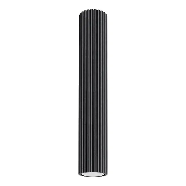 CYLINDRICAL CEILING LAMP BLACK 40 CM CARBON VERTICAL PATTERN GU10 image 1