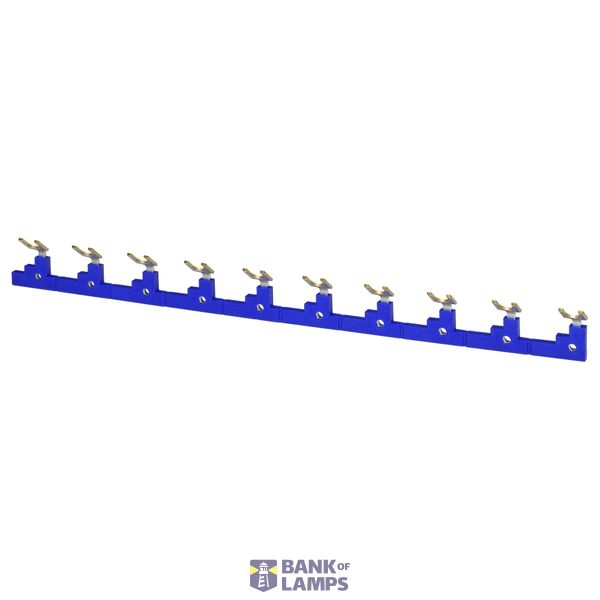 Box of short bar for P2RFZ-E. In the box there are 10pcs of short bar, 15.7 mm pitch,10 pole (10 terminal) and 20pcs of caps. Color is blue. P2DN0202D image 1