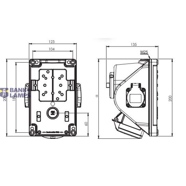Fixed socket COMBO-POL 16A 5P 6h IP44 image 2