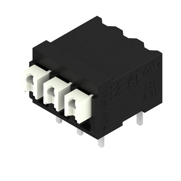 Printed circuit board terminals, 3.81 mm, Number of poles: 3, 90°, Solder pin length (l): 3.5 mm, black, PUSH IN with actuator, Clamping range, max. : 1.5 mm², Tape image 2