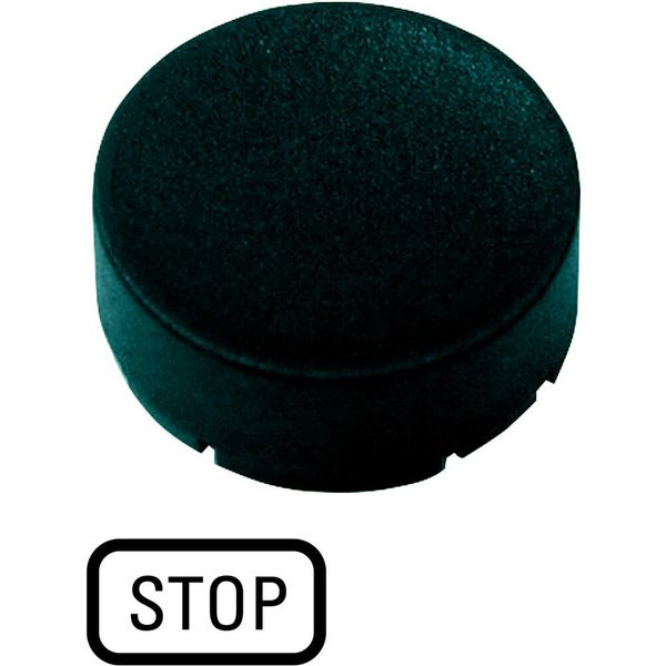 M22-XDH-S-GB0 Button plate, raised black, STOP image 2
