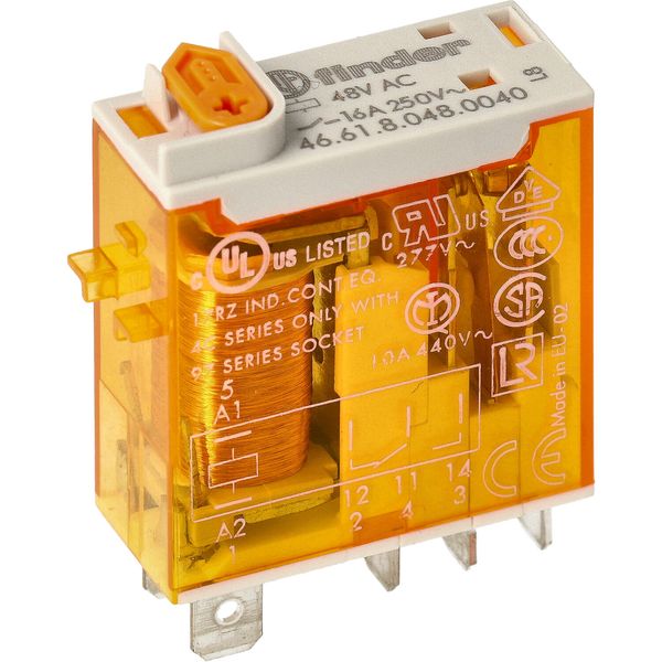Mini.ind.relays 1CO 16A/48VAC/Agni/Test button/Mech.ind. (46.61.8.048.0040) image 3
